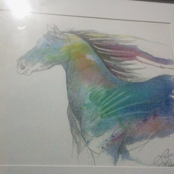 Watercolor horse paintings signed by Luke Lube - Picture 12 of 12